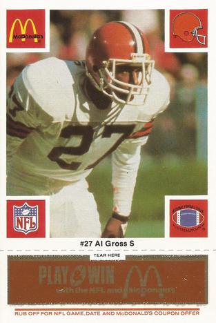 1986 McDonald's Cleveland Browns - Full Game Pieces - Week 3 Gold/Orange Tab #NNO Al Gross Front