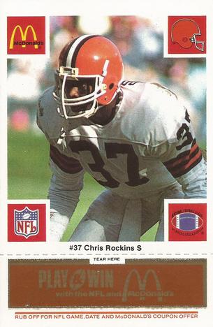 1986 McDonald's Cleveland Browns - Full Game Pieces - Week 3 Gold/Orange Tab #NNO Chris Rockins Front