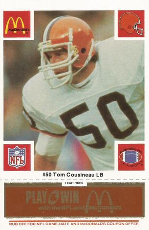 1986 McDonald's Cleveland Browns - Full Game Pieces - Week 3 Gold/Orange Tab #NNO Tom Cousineau Front