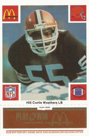 1986 McDonald's Cleveland Browns - Full Game Pieces - Week 3 Gold/Orange Tab #NNO Curtis Weathers Front