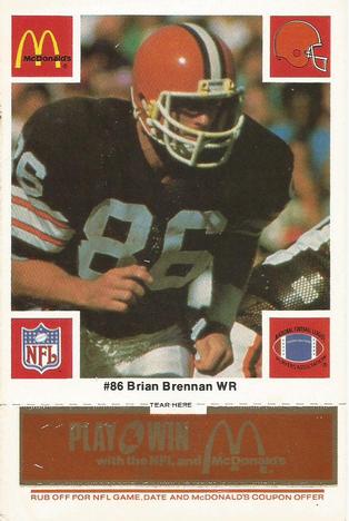 1986 McDonald's Cleveland Browns - Full Game Pieces - Week 3 Gold/Orange Tab #NNO Brian Brennan Front