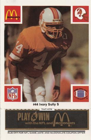 1986 McDonald's Tampa Bay Buccaneers - Full Game Pieces - Week 2 Black/Gray Tab #NNO Ivory Sully Front