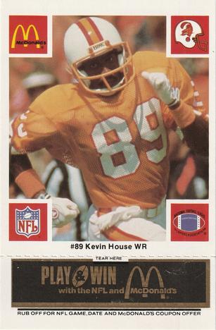 1986 McDonald's Tampa Bay Buccaneers - Full Game Pieces - Week 2 Black/Gray Tab #NNO Kevin House Front