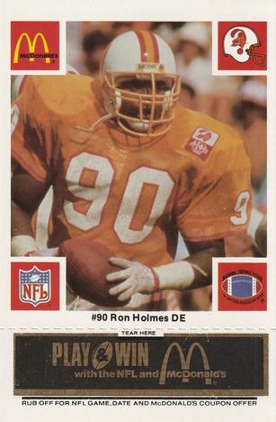 1986 McDonald's Tampa Bay Buccaneers - Full Game Pieces - Week 2 Black/Gray Tab #NNO Ron Holmes Front