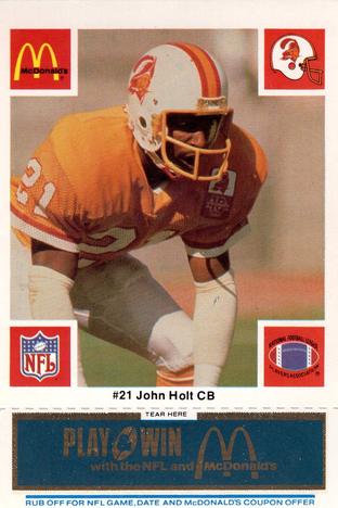 1986 McDonald's Tampa Bay Buccaneers - Full Game Pieces - Week 1 Blue Tab #NNO John Holt Front