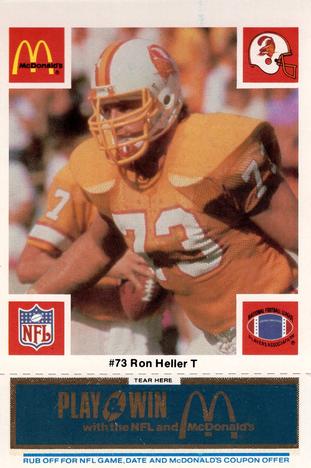 1986 McDonald's Tampa Bay Buccaneers - Full Game Pieces - Week 1 Blue Tab #NNO Ron Heller Front