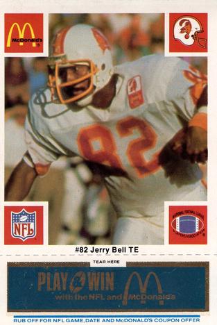 1986 McDonald's Tampa Bay Buccaneers - Full Game Pieces - Week 1 Blue Tab #NNO Jerry Bell Front