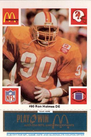 1986 McDonald's Tampa Bay Buccaneers - Full Game Pieces - Week 1 Blue Tab #NNO Ron Holmes Front