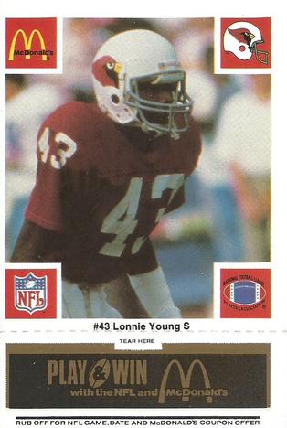 1986 McDonald's St. Louis Cardinals - Full Game Pieces - Week 2 Black/Gray Tab #NNO Lonnie Young Front