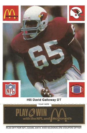 1986 McDonald's St. Louis Cardinals - Full Game Pieces - Week 2 Black/Gray Tab #NNO David Galloway Front
