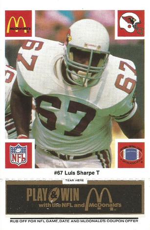 1986 McDonald's St. Louis Cardinals - Full Game Pieces - Week 2 Black/Gray Tab #NNO Luis Sharpe Front