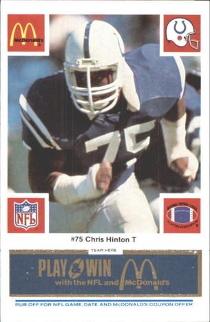 1986 McDonald's Indianapolis Colts - Full Game Pieces - Week 1 Blue Tab #NNO Chris Hinton Front