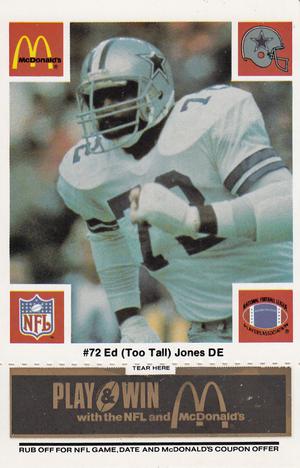 1986 McDonald's Dallas Cowboys - Full Game Pieces - Week 2 Black/Gray Tab #NNO Ed (Too Tall) Jones Front