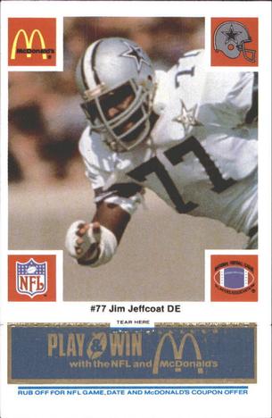 1986 McDonald's Dallas Cowboys - Full Game Pieces - Week 1 Blue Tab #NNO Jim Jeffcoat Front