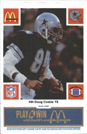 1986 McDonald's Dallas Cowboys - Full Game Pieces - Week 1 Blue Tab #NNO Doug Cosbie Front