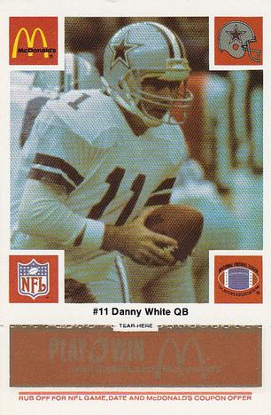1986 McDonald's Dallas Cowboys - Full Game Pieces - Week 3 Gold/Orange Tab #NNO Danny White Front