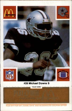 1986 McDonald's Dallas Cowboys - Full Game Pieces - Week 3 Gold/Orange Tab #NNO Michael Downs Front