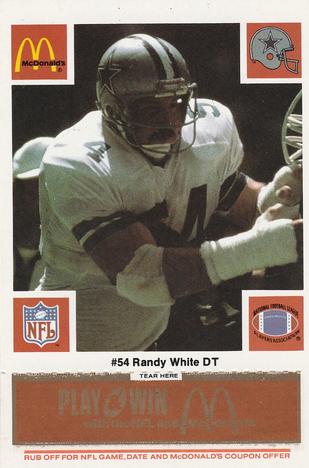 1986 McDonald's Dallas Cowboys - Full Game Pieces - Week 3 Gold/Orange Tab #NNO Randy White Front