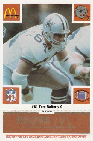 1986 McDonald's Dallas Cowboys - Full Game Pieces - Week 3 Gold/Orange Tab #NNO Tom Rafferty Front