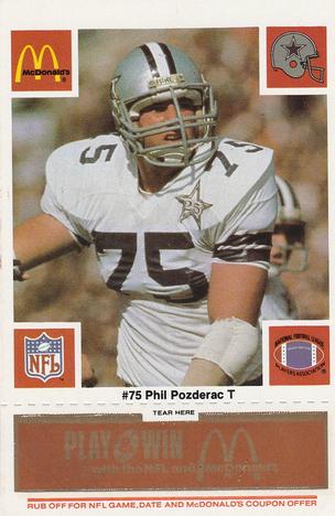 1986 McDonald's Dallas Cowboys - Full Game Pieces - Week 3 Gold/Orange Tab #NNO Phil Pozderac Front