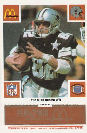 1986 McDonald's Dallas Cowboys - Full Game Pieces - Week 3 Gold/Orange Tab #NNO Mike Renfro Front