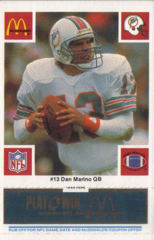 1986 McDonald's Miami Dolphins - Full Game Pieces - Week 1 Blue Tab #NNO Dan Marino Front