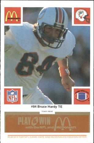 1986 McDonald's Miami Dolphins - Full Game Pieces - Week 3 Gold/Orange Tab #NNO Bruce Hardy Front