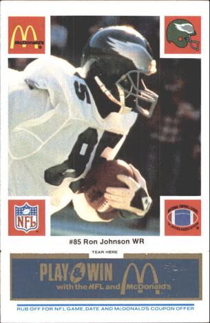 1986 McDonald's Philadelphia Eagles - Full Game Pieces - Week 1 Blue Tab #NNO Ron Johnson Front