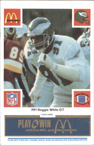 1986 McDonald's Philadelphia Eagles - Full Game Pieces - Week 1 Blue Tab #NNO Reggie White Front