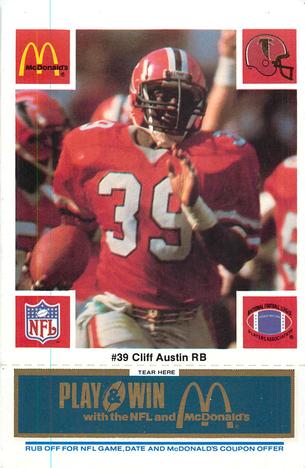 1986 McDonald's Atlanta Falcons - Full Game Pieces: Week 1 Blue Tab #NNO Cliff Austin Front