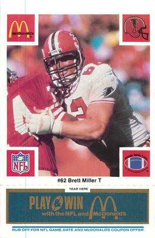1986 McDonald's Atlanta Falcons - Full Game Pieces: Week 1 Blue Tab #NNO Brett Miller Front