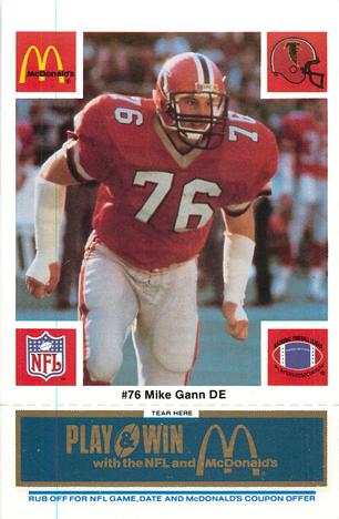 1986 McDonald's Atlanta Falcons - Full Game Pieces: Week 1 Blue Tab #NNO Mike Gann Front