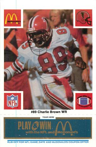 1986 McDonald's Atlanta Falcons - Full Game Pieces: Week 1 Blue Tab #NNO Charlie Brown Front