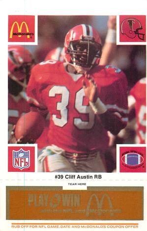 1986 McDonald's Atlanta Falcons - Full Game Pieces: Week 3 Gold/Orange Tab #NNO Cliff Austin Front