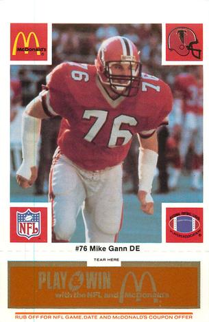 1986 McDonald's Atlanta Falcons - Full Game Pieces: Week 3 Gold/Orange Tab #NNO Mike Gann Front
