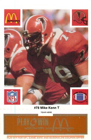 1986 McDonald's Atlanta Falcons - Full Game Pieces: Week 3 Gold/Orange Tab #NNO Mike Kenn Front
