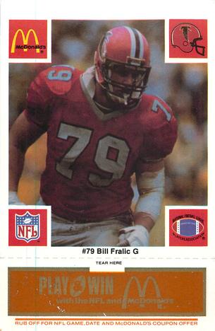 1986 McDonald's Atlanta Falcons - Full Game Pieces: Week 3 Gold/Orange Tab #NNO Bill Fralic Front