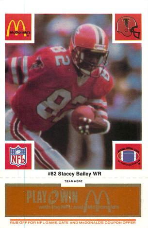 1986 McDonald's Atlanta Falcons - Full Game Pieces: Week 3 Gold/Orange Tab #NNO Stacey Bailey Front
