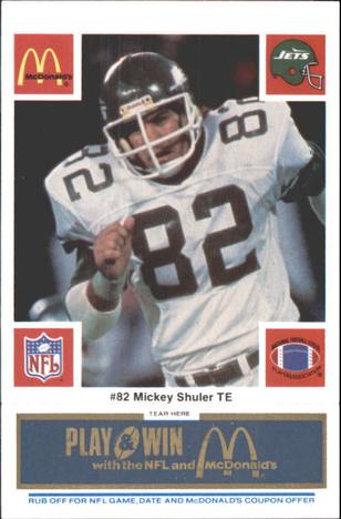 1986 McDonald's New York Jets - Full Game Pieces - Week 1 Blue Tab #NNO Mickey Shuler Front