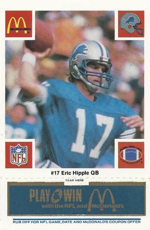1986 McDonald's Detroit Lions - Full Game Pieces - Week 1 Blue Tab #NNO Eric Hipple Front