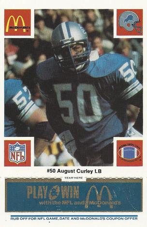 1986 McDonald's Detroit Lions - Full Game Pieces - Week 1 Blue Tab #NNO August Curley Front