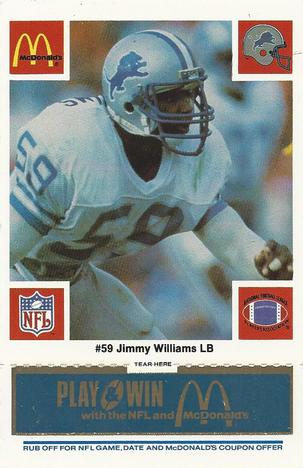 1986 McDonald's Detroit Lions - Full Game Pieces - Week 1 Blue Tab #NNO Jimmy Williams Front