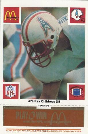 1986 McDonald's Houston Oilers - Full Game Pieces - Week 3 Gold/Orange Tab #NNO Ray Childress Front