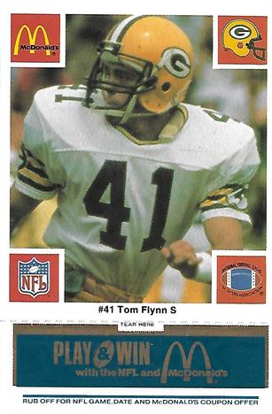 1986 McDonald's Green Bay Packers - Full Game Pieces - Week 1 Blue Tab #NNO Tom Flynn Front