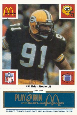 1986 McDonald's Green Bay Packers - Full Game Pieces - Week 1 Blue Tab #NNO Brian Noble Front