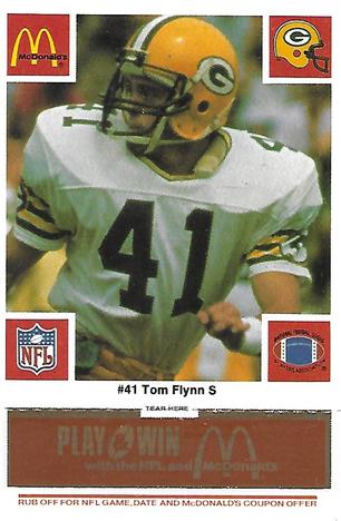 1986 McDonald's Green Bay Packers - Full Game Pieces - Week 3 Gold/Orange Tab #NNO Tom Flynn Front