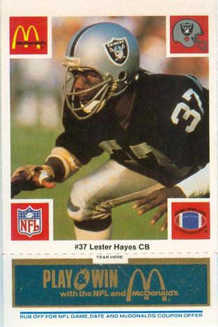 1986 McDonald's Los Angeles Raiders - Full Game Pieces Blue Tab #NNO Lester Hayes Front