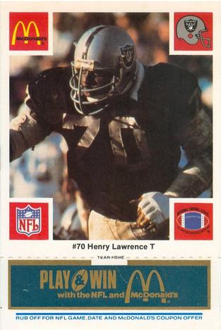 1986 McDonald's Los Angeles Raiders - Full Game Pieces Blue Tab #NNO Henry Lawrence Front