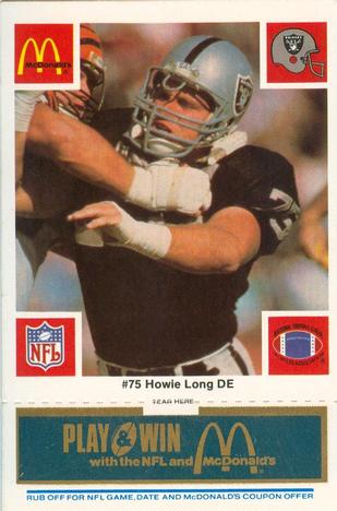 1986 McDonald's Los Angeles Raiders - Full Game Pieces Blue Tab #NNO Howie Long Front