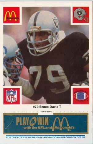 1986 McDonald's Los Angeles Raiders - Full Game Pieces Blue Tab #NNO Bruce Davis Front